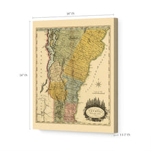 Load image into Gallery viewer, Digitally Restored and Enhanced 1814 Vermont Map Canvas Art - Canvas Wrap Vintage Vermont Wall Art - Old Vermont Map Poster - Vermont State Map History - Map of Vermont Poster from Actual Survey