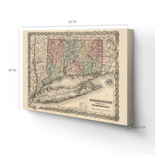 Cargar imagen en el visor de la galería, Digitally Restored and Enhanced 1859 Connecticut Map Canvas - Canvas Wrap Vintage Connecticut Wall Art - Old Connecticut State Map - Wall Map of Connecticut Poster - Restored Connecticut Map Art