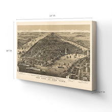 Load image into Gallery viewer, Digitally Restored and Enhanced 1886 New York Map Canvas Art - Canvas Wrap Vintage Map of New York - History Wall Map of New York City - Old Bird's Eye View of New York City Wall Art Poster