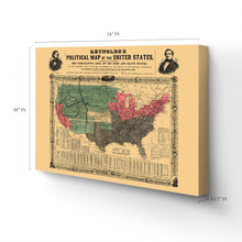 Load image into Gallery viewer, Digitally Restored and Enhanced 1856 United States Map Canvas Art - Canvas Wrap Vintage USA Map Poster Print - Old United States Wall Map - Historic Political Map of United States Wall Art