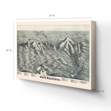 Load image into Gallery viewer, Digitally Restored and Enhanced 1890 White Mountains Map Canvas - Canvas Wrap Vintage Map of the White Mountains - Bird's Eye View Map of White Mountains New Hampshire Showing Index to Summits Wall Art Poster