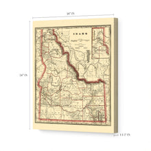 Load image into Gallery viewer, Digitally Restored and Enhanced 1896 Idaho State Map Canvas Art - Canvas Wrap Vintage Idaho Wall Art - Historic Idaho Map Poster - Old Idaho Wall Map - Township & Railroad Map of Idaho Poster
