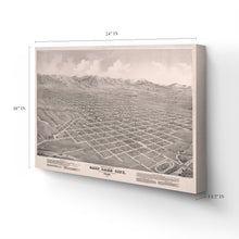Load image into Gallery viewer, Digitally Restored and Enhanced 1875 Utah Map Canvas - Canvas Wrap Vintage Salt Lake City Map - Old Utah Wall Art - Historic Utah Poster - Restored Bird's Eye View of Salt Lake City Utah Wall Map