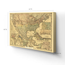 Cargar imagen en el visor de la galería, Digitally Restored and Enhanced 1862 United States Map Canvas Art - Canvas Wrap Vintage Map of United States Wall Art - Colton's Railroad & Military Map of the United States Mexico West Indies