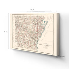 Load image into Gallery viewer, Digitally Restored and Enhanced 1886 Arkansas Map Canvas - Canvas Wrap Vintage Map of Arkansas Wall Art - Old Arkansas State Map - Historic AR Map Poster - Arkansas Map Art from General Land Office