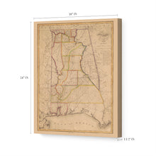 Load image into Gallery viewer, Digitally Restored and Enhanced 1819 Alabama Map Canvas - Canvas Wrap Vintage Alabama Map - Old Alabama Poster Print - History Map of Alabama Wall Art