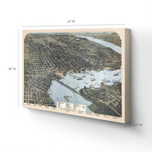 Cargar imagen en el visor de la galería, Digitally Restored and Enhanced 1893 Jacksonville Florida Map Canvas - Canvas Wrap Vintage Jacksonville Wall Art - Old Map of Jacksonville Florida - Bird's Eye View History Map of Jacksonville FL