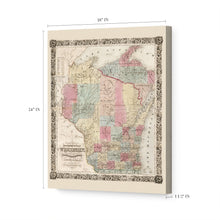 Cargar imagen en el visor de la galería, Digitally Restored and Enhanced 1851 Wisconsin Map Canvas - Canvas Wrap Vintage Wisconsin Map - Old Wisconsin Wall Art - Historic Wisconsin State Map - Township Map of the State of Wisconsin Wall Map
