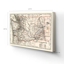 Load image into Gallery viewer, Digitally Restored and Enhanced 1888 Washington Map Canvas - Canvas Wrap Vintage Washington Wall Art - Old Washington State Poster - Restored WA State Map - Township & Railroad Map of Washington State