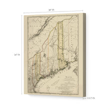 Load image into Gallery viewer, Digitally Restored and Enhanced 1798 Maine Map Canvas Art - Canvas Wrap Vintage Map of Maine Poster - Old Maine Wall Art - Restored State of Maine Map Poster Showing Counties & Civil Subdivisions