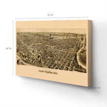 Load image into Gallery viewer, Digitally Restored and Enhanced 1891 Fort Worth Map Canvas - Canvas Wrap Vintage Fort Worth Texas Map - Old Fort Worth Wall Art - Fort Worth City TX Map History - Perspective Map of Fort Worth Poster