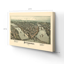 Load image into Gallery viewer, Digitally Restored and Enhanced 1902 Pittsburgh Map Canvas - Canvas Wrap Vintage Pittsburgh Map - Old Pittsburgh Wall Art - Restored Pennsylvania Map - Bird's Eye View Map of Pittsburgh Pennsylvania