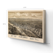 Load image into Gallery viewer, Digitally Restored and Enhanced 1876 Salem Oregon Map Canvas - Canvas Wrap Vintage Map of Oregon Poster - Old State of Oregon Map Wall Art - Bird's Eye View of Salem Oregon From The West Looking East