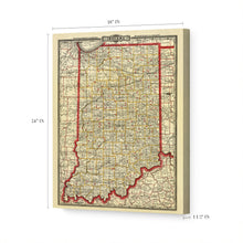 Load image into Gallery viewer, Digitally Restored and Enhanced 1888 Indiana Map Poster Canvas Art - Canvas Wrap Vintage Map of Indiana Wall Art - Old Indiana State Map Print - Restored Township & Rail Road Map of Indiana State