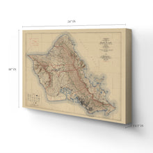 Load image into Gallery viewer, Digitally Restored and Enhanced 1938 Oahu Hawaii Map Canvas - Canvas Wrap Vintage Oahu Wall Art - Old Map of Oahu Hawaii Poster - Historic Topographic Map of Oahu Poster - City & County of Honolulu HI