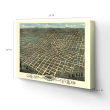 Load image into Gallery viewer, Digitally Restored and Enhanced 1871 Atlanta Georgia Map Canvas - Canvas Wrap Vintage Atlanta Poster - History Map of Atlanta Georgia - Old City of Atlanta Wall Art - Bird's Eye View Map of Atlanta GA