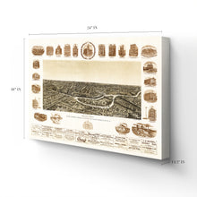 Cargar imagen en el visor de la galería, Digitally Restored and Enhanced 1892 Dallas Texas Map Canvas - Canvas Wrap Vintage Dallas Map - Old Dallas Wall Art - History Map of Dallas Texas Poster - Bird's Eye View of Dallas City TX Map