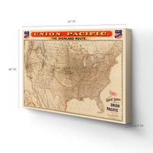 Cargar imagen en el visor de la galería, 1892 Estados Unidos Mapa Lienzo Arte - Lienzo Abrigo Vintage EE. UU. Mapa - Historia Mapa de los Estados Unidos Unión Pacífico Pared Arte Póster Impresión