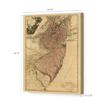 Load image into Gallery viewer, Digitally Restored and Enhanced 1777 New Jersey Map Art - Canvas Wrap Vintage Map of New Jersey - Historic NJ Map - Restored Province of New Jersey Map Divided Into East & West Wall Art Poster