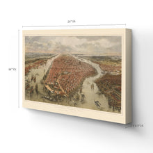 Load image into Gallery viewer, Digitally Restored and Enhanced 1865 Map of New York Canvas - Canvas Wrap Vintage New York Map - Old New York Wall Art - Historic Wall Map of New York City Poster - Bird's Eye View New York & Environs