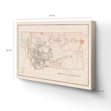 Load image into Gallery viewer, Digitally Restored and Enhanced 1879 Montana Map Canvas Art - Canvas Wrap Vintage Montana Poster - Old Montana Wall Art - History Montana Map Poster - Map of Montana Territory from Official Records