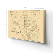 Load image into Gallery viewer, Digitally Restored and Enhanced 1865 Arizona Map Canvas Art - Canvas Wrap Vintage Arizona Map Poster - Old Arizona Wall Art - History Map of Arizona