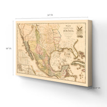 Cargar imagen en el visor de la galería, Digitally Restored and Enhanced 1847 Mexico Map Canvas - Canvas Wrap Vintage Mexico Map Wall Poster - Old Mapa de Mexico - History Map of Mexico Wall Art - Mapa de los Estados Unidos de Mejico