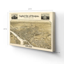 Load image into Gallery viewer, Digitally Restored and Enhanced 1905 Salem Oregon Map Canvas Art - Canvas Wrap Vintage Salem State of Oregon Map - History Map of Oregon Poster - Bird's Eye View of Salem Oregon Wall Art