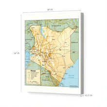 Load image into Gallery viewer, Digitally Restored and Enhanced 1988 Kenya Map Canvas Art - Canvas Wrap Vintage Map of Kenya Wall Art - Historic Kenya Poster - Old Kenya Wall Map - Restored Map of the Country of Kenya
