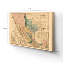 Cargar imagen en el visor de la galería, Digitally Restored and Enhanced 1846 Mexico Map Canvas - Canvas Wrap Vintage Mexico Wall Art - History Map of Mexico Poster - Old Map of Mexico States - Historic United States of Mexico Map Poster