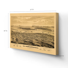 Load image into Gallery viewer, Digitally Restored and Enhanced 1876 San Diego Map Canvas Art - Inch Canvas Wrap Vintage San Diego Wall Art - California Wall Map History - Old Bird's Eye View of San Diego California Map Poster