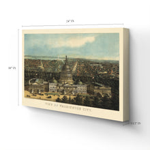 Load image into Gallery viewer, Digitally Restored and Enhanced 1871 Washington DC Map Canvas - Canvas Wrap Vintage Washington DC Map Print - History Map of Washington DC Wall Art - Old Bird's Eye View Map of Washington DC Poster