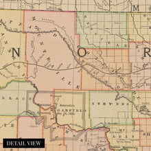 Load image into Gallery viewer, Digitally Restored and Enhanced 1892 North Dakota Map Canvas Art - Canvas Wrap Vintage Bismarck North Dakota Map Poster - Old North Dakota State Map - History Map of North Dakota Wall Art