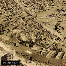 Load image into Gallery viewer, Digitally Restored and Enhanced 1891 Fort Worth Map Canvas - Canvas Wrap Vintage Fort Worth Texas Map - Old Fort Worth Wall Art - Fort Worth City TX Map History - Perspective Map of Fort Worth Poster