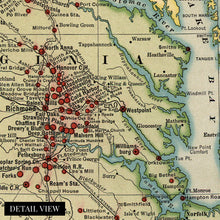 Load image into Gallery viewer, Digitally Restored and Enhanced 1912 Virginia Map Canvas - Canvas Wrap Vintage Virginia Wall Map - Restored Virginia State Map - Map of Virginia Wall Art Showing Location of Battles in Civil War