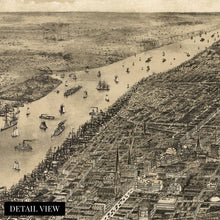 Load image into Gallery viewer, Digitally Restored and Enhanced 1886 New York Map Canvas Art - Canvas Wrap Vintage Map of New York - History Wall Map of New York City - Old Bird's Eye View of New York City Wall Art Poster