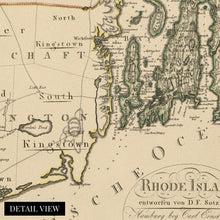 Cargar imagen en el visor de la galería, Digitally Restored and Enhanced 1797 Rhode Island Map Canvas Art - Canvas Wrap Vintage Map of Rhode Island Print - Old Rhode Island Poster - Restored State of Rhode Island Wall Art - Historic RI Map