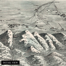 Load image into Gallery viewer, Digitally Restored and Enhanced 1890 White Mountains Map Canvas - Canvas Wrap Vintage Map of the White Mountains - Bird's Eye View Map of White Mountains New Hampshire Showing Index to Summits Wall Art Poster