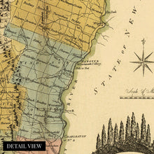 Load image into Gallery viewer, Digitally Restored and Enhanced 1814 Vermont Map Canvas Art - Canvas Wrap Vintage Vermont Wall Art - Old Vermont Map Poster - Vermont State Map History - Map of Vermont Poster from Actual Survey