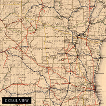 Load image into Gallery viewer, Digitally Restored and Enhanced 1900 Wisconsin Map Canvas Art - Canvas Wrap Vintage Wisconsin Wall Art - Railroad History Map of Wisconsin Poster