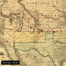 Cargar imagen en el visor de la galería, Digitally Restored and Enhanced 1862 United States Map Canvas Art - Canvas Wrap Vintage Map of United States Wall Art - Colton's Railroad & Military Map of the United States Mexico West Indies