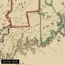 Load image into Gallery viewer, Digitally Restored and Enhanced 1820 Maine Map Canvas Art - Canvas Wrap Vintage Maine Wall Art - Historic Map of Maine Poster - Old Map of the State of Maine Poster - Restored ME Map Print