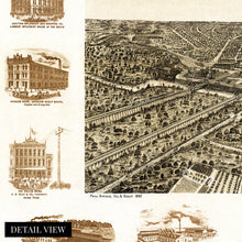 Cargar imagen en el visor de la galería, Digitally Restored and Enhanced 1892 Dallas Texas Map Canvas - Canvas Wrap Vintage Dallas Map - Old Dallas Wall Art - History Map of Dallas Texas Poster - Bird's Eye View of Dallas City TX Map