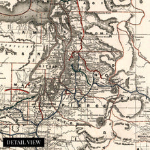 Load image into Gallery viewer, Digitally Restored and Enhanced 1888 Washington Map Canvas - Canvas Wrap Vintage Washington Wall Art - Old Washington State Poster - Restored WA State Map - Township & Railroad Map of Washington State