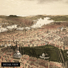 Cargar imagen en el visor de la galería, Digitally Restored and Enhanced 1877 Boston Canvas Art -Canvas Wrap Vintage Boston Poster - Old Map of Boston Wall Art - Restored Boston Massachusetts Map - Bird's Eye View of Boston From The North