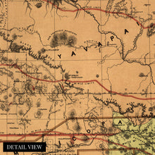 Load image into Gallery viewer, Digitally Restored and Enhanced 1876 Arizona Map Canvas - Canvas Wrap Vintage Arizona Map - Old Arizona Wall Art - History Map of Arizona Territory