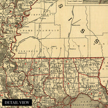 Cargar imagen en el visor de la galería, Digitally Restored and Enhanced - 1896 Louisiana Map Canvas Art - Canvas Wrap Vintage Louisiana Map Poster - Restored Louisiana Wall Art Print - Old Louisiana State Map Poster Showing Cities & Towns