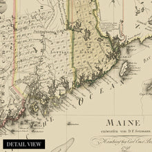 Load image into Gallery viewer, Digitally Restored and Enhanced 1798 Maine Map Canvas Art - Canvas Wrap Vintage Map of Maine Poster - Old Maine Wall Art - Restored State of Maine Map Poster Showing Counties & Civil Subdivisions