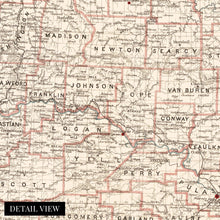 Load image into Gallery viewer, Digitally Restored and Enhanced 1886 Arkansas Map Canvas - Canvas Wrap Vintage Map of Arkansas Wall Art - Old Arkansas State Map - Historic AR Map Poster - Arkansas Map Art from General Land Office