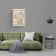 Cargar imagen en el visor de la galería, Digitally Restored and Enhanced 1851 Wisconsin Map Canvas - Canvas Wrap Vintage Wisconsin Map - Old Wisconsin Wall Art - Historic Wisconsin State Map - Township Map of the State of Wisconsin Wall Map